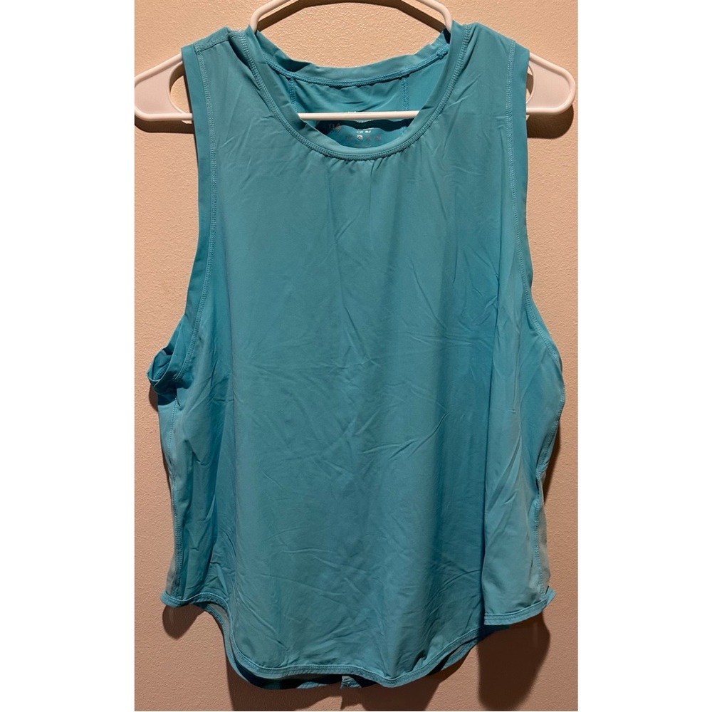 Zyia Active Women's Teal Mesh Panel Split‎ Back Tank Top Size Large